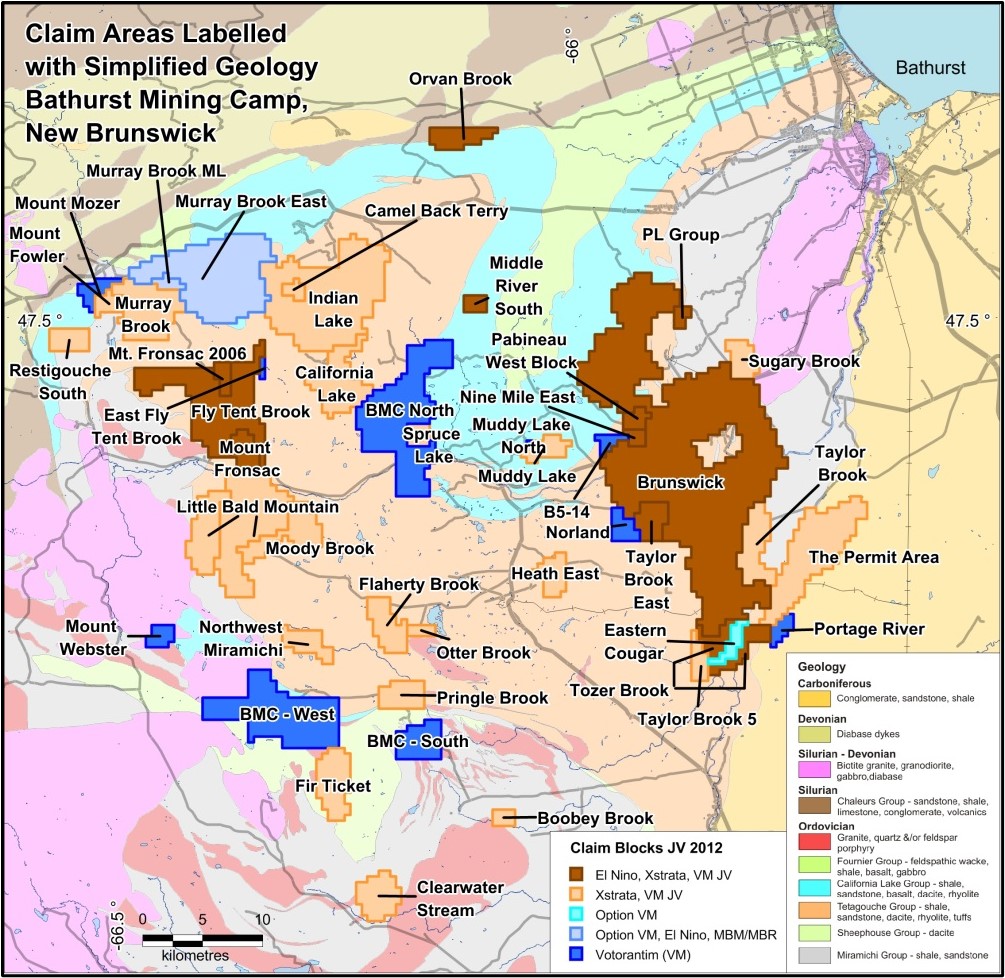 claim map with regional geology before simplification