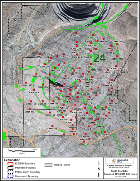 drill hole location map before improvement